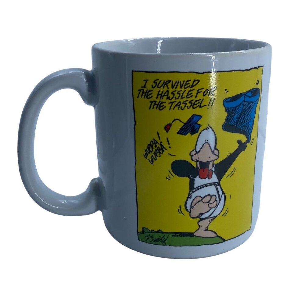 Vtg Opus‎ N' Bill Graduation Mug "I Survived The Tassel" Berkeley Breathed 1994